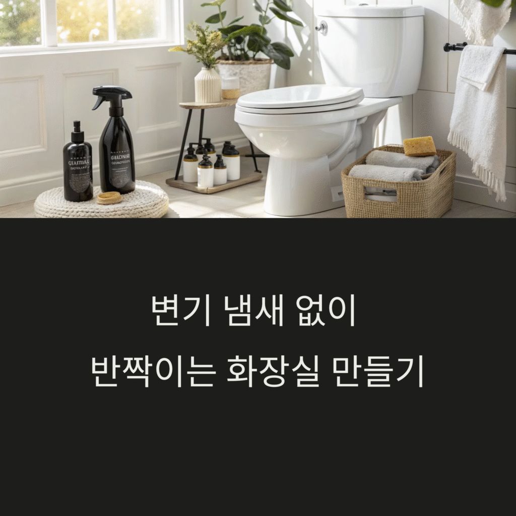 변기 냄새 없이  화장실 깔끔하게
