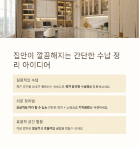 집안이 깔끔해지는 간단한 수납 정리 아이디어 – 실용적이고 쉬운 방법