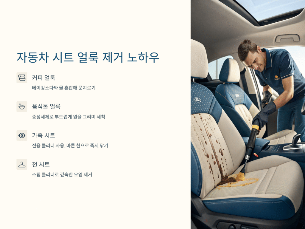 자동차 시트 얼룩, 쉽게 지우는 실전 세척 노하우