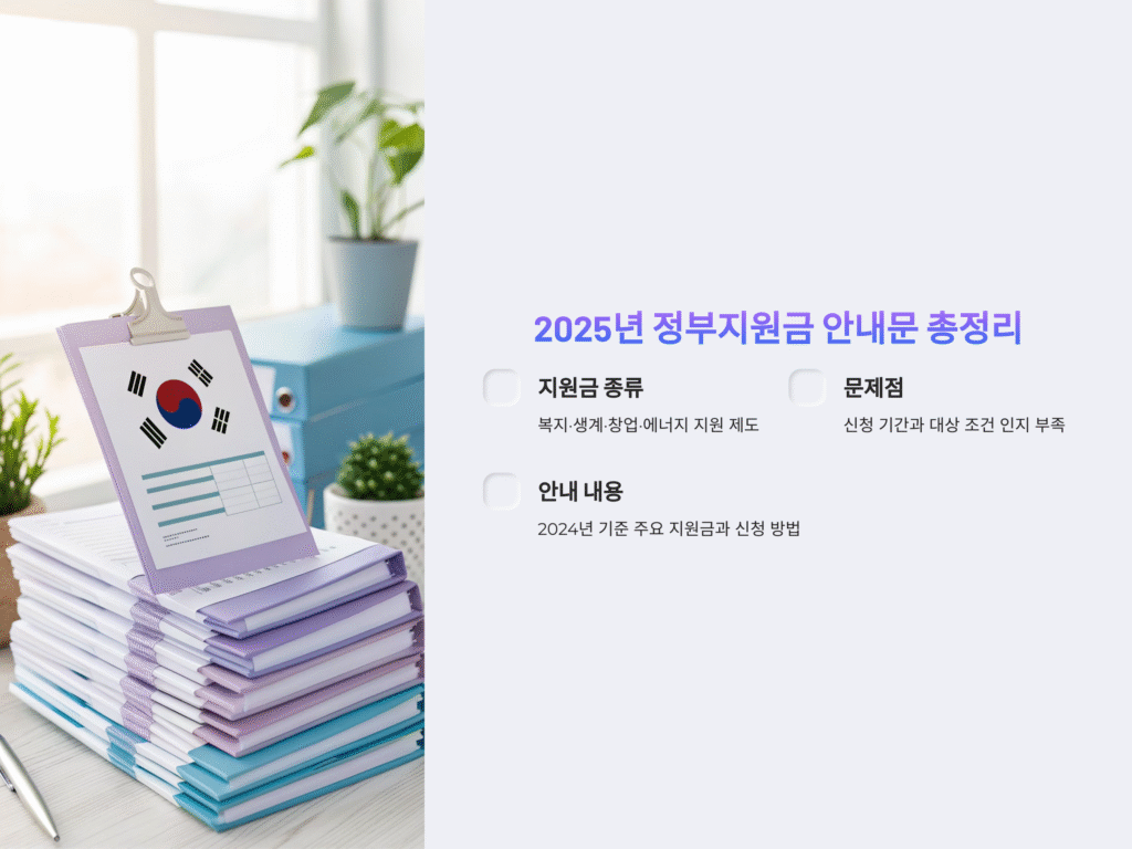 2025년 정부지원금 안내문 총정리 – 놓치면 손해보는 제도 
