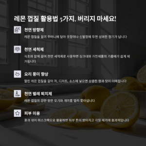 레몬 껍질 활용법 5가지, 버리지 마세요! 집안 구석구석 유용하게 쓰는 법