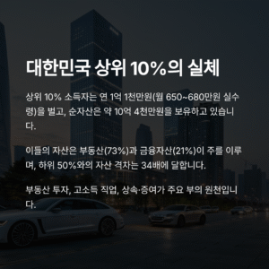 대한민국 상위 10%, 그들은 과연 얼마를 가지고 있을까?
