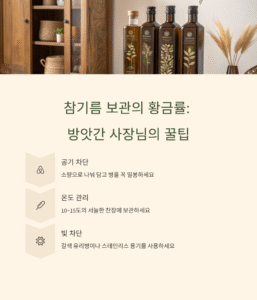 참기름 그냥 보관하면 손해! 방앗간 서정남이 알려준 보관 꿀팁