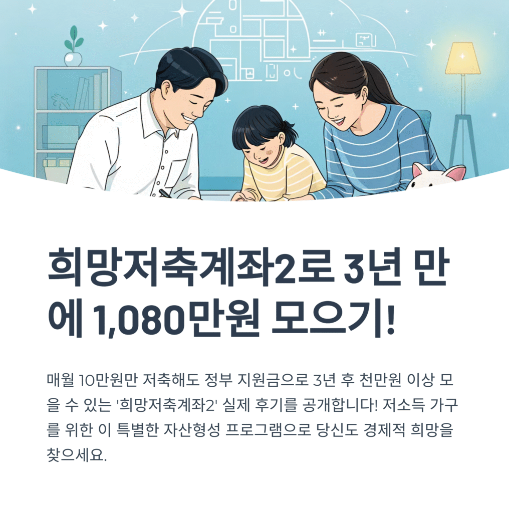 희망저축계좌2 후기, 3년 만에 1,080만 원 만든 비결 공개!