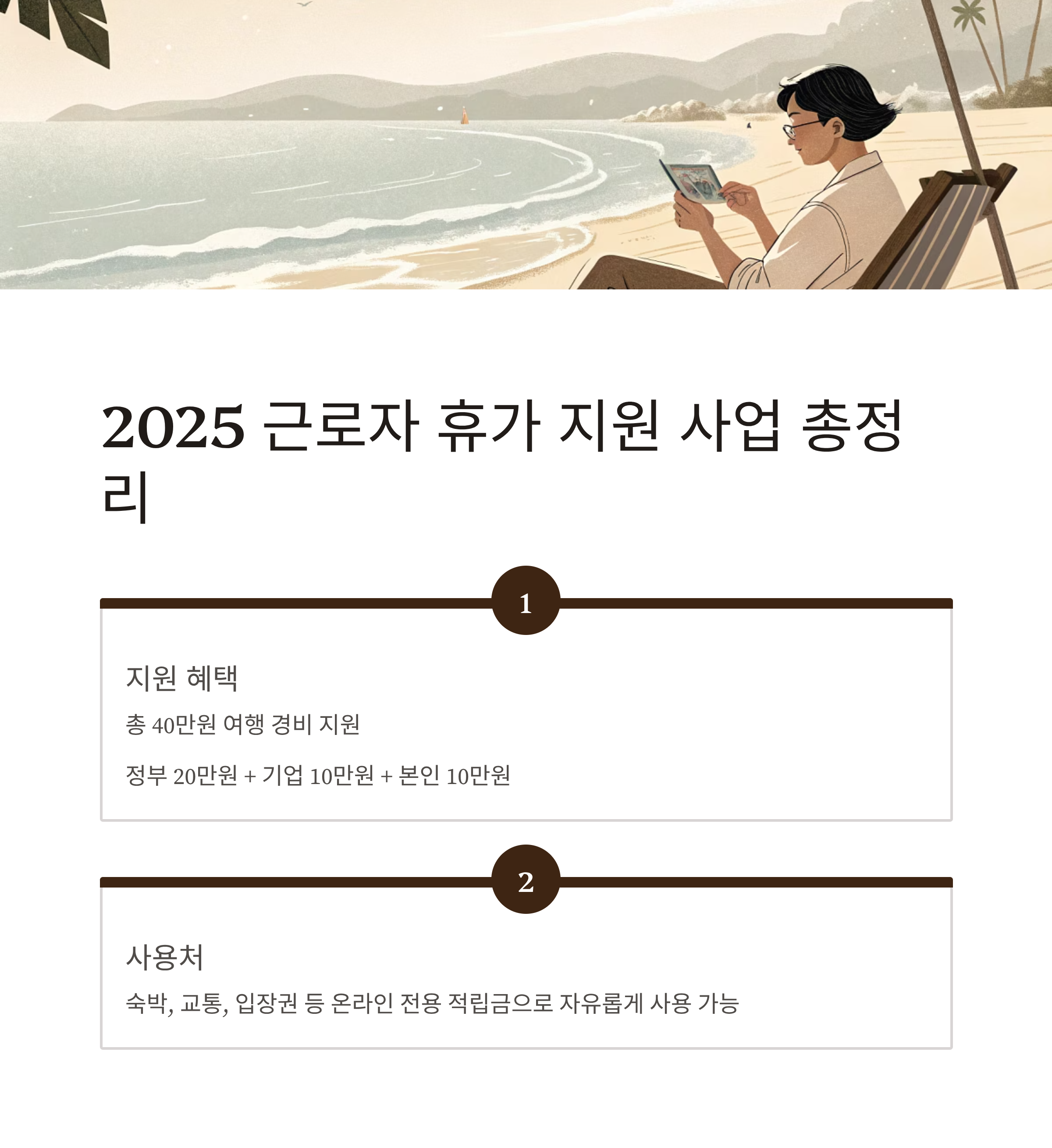 2025 근로자 휴가 지원 사업 신청 방법부터 40만원 혜택까지 총정리!