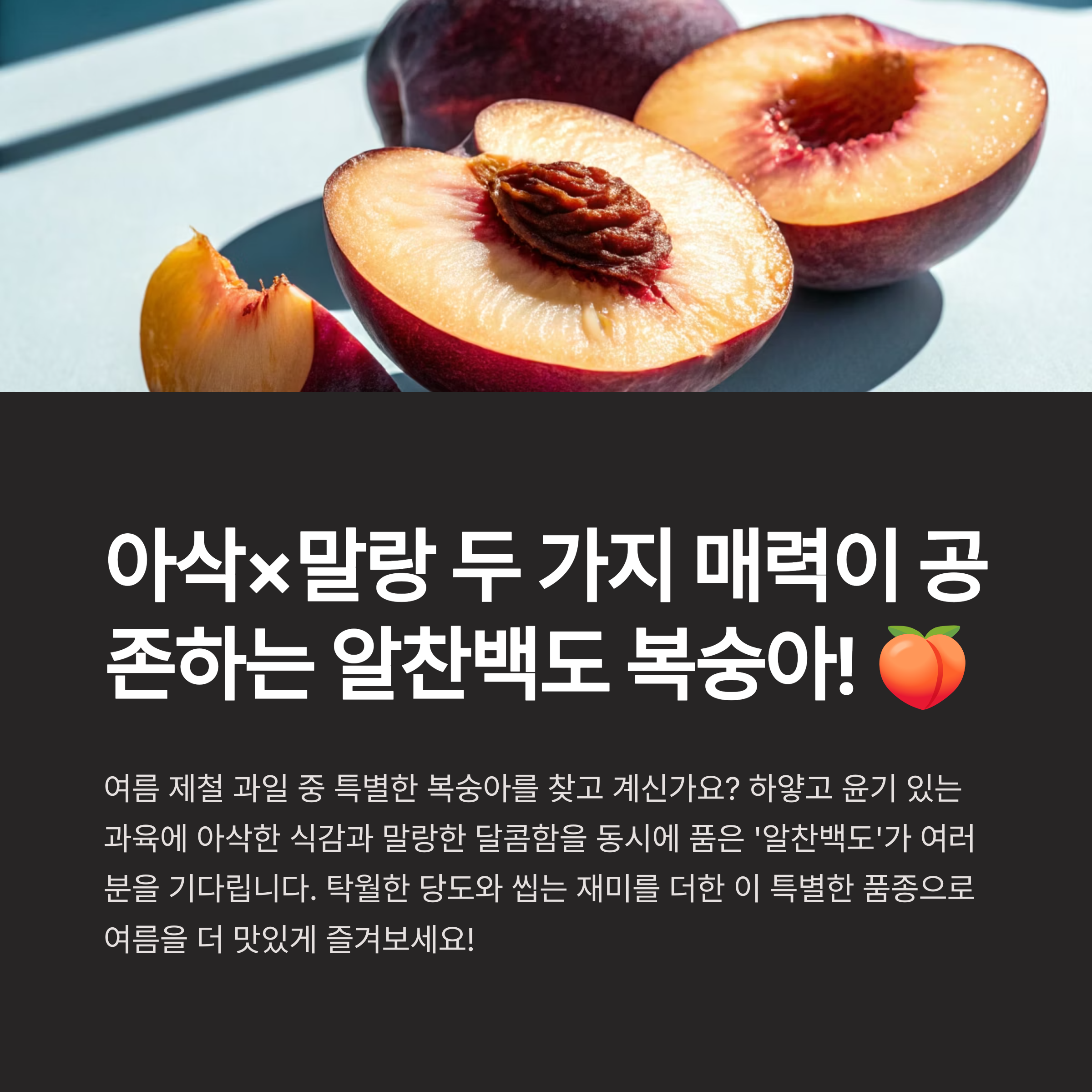 알찬백도 복숭아, 아삭하게도 말랑하게도! 두 가지 매력 담은 여