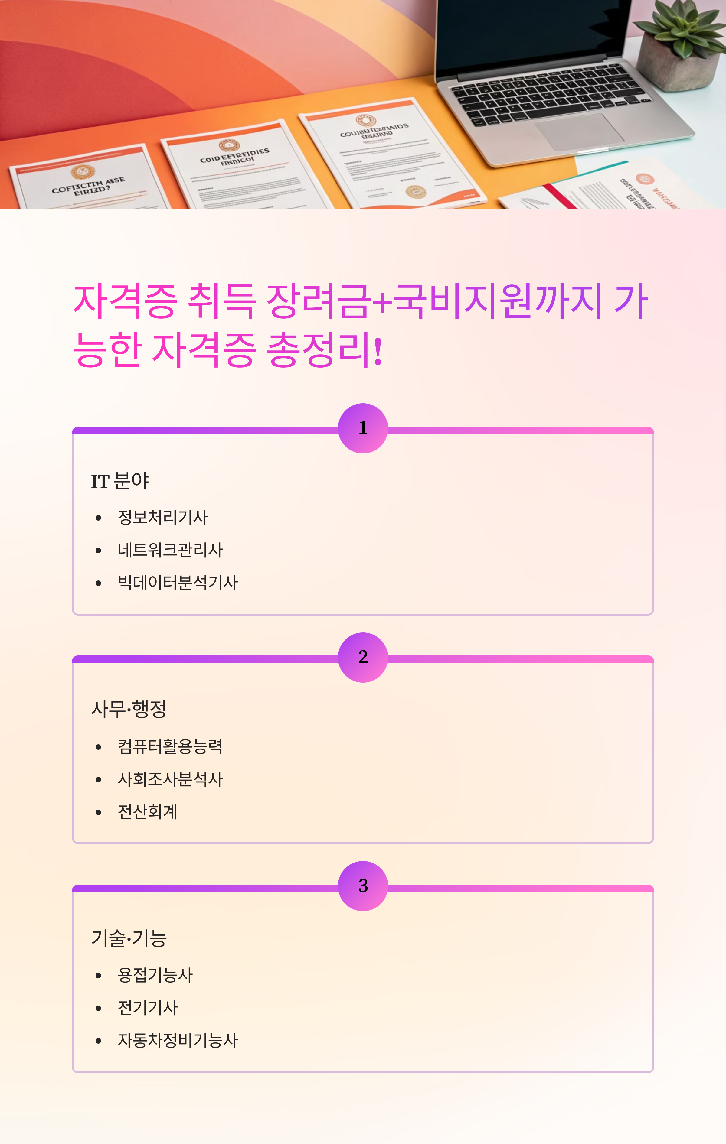 자격증 취득 장려금+국비지원까지 가능한 자격증 총정리!