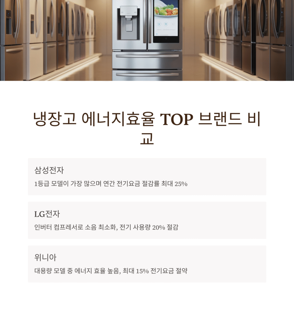 냉장고 에너지효율 TOP 브랜드 비교