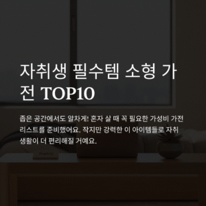 자취생 필수템 소형 가전 추천 TOP10