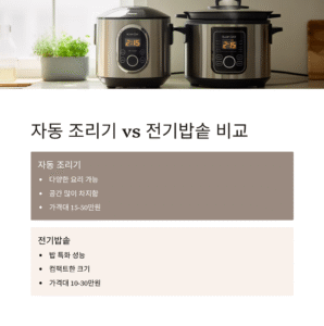 자동 조리기와 전기밥솥, 뭐가 더 좋을까?