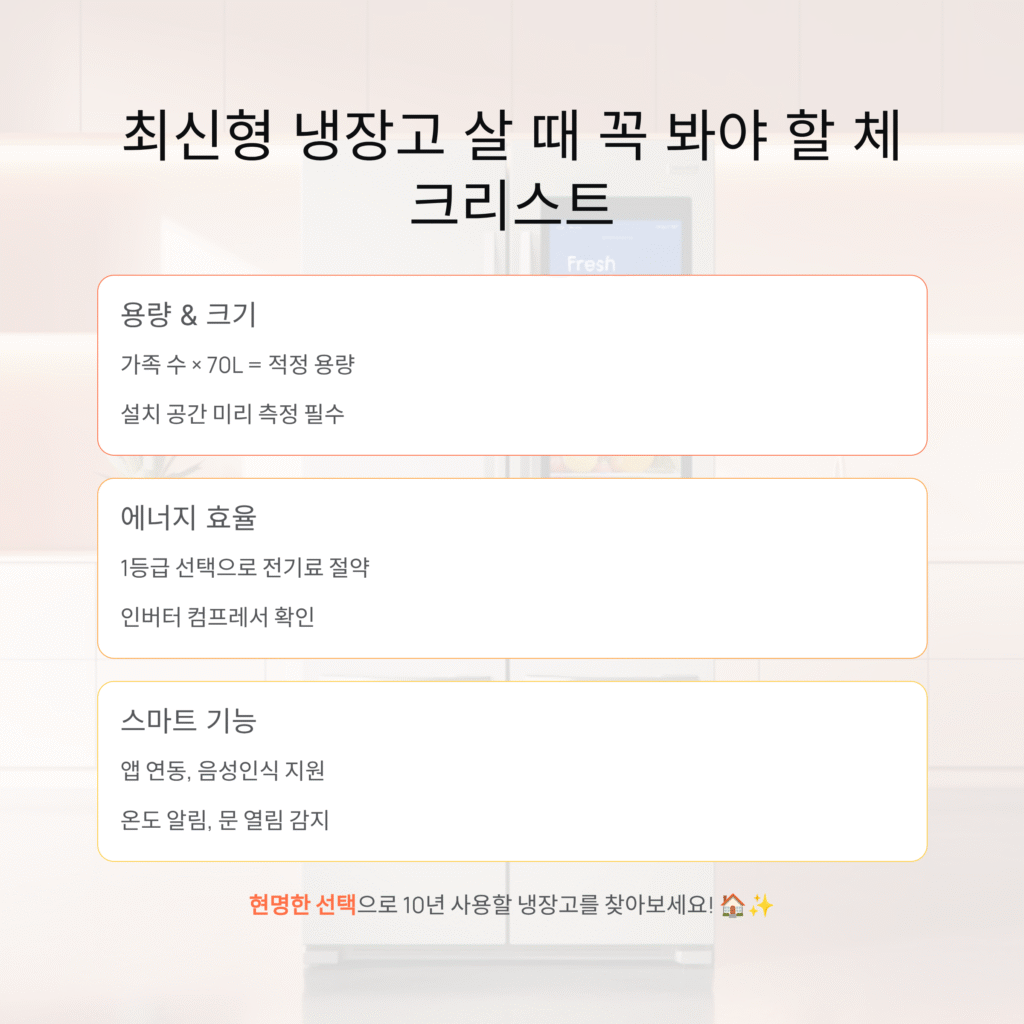 최신형 냉장고 살 때 꼭 봐야 할 체크리스트