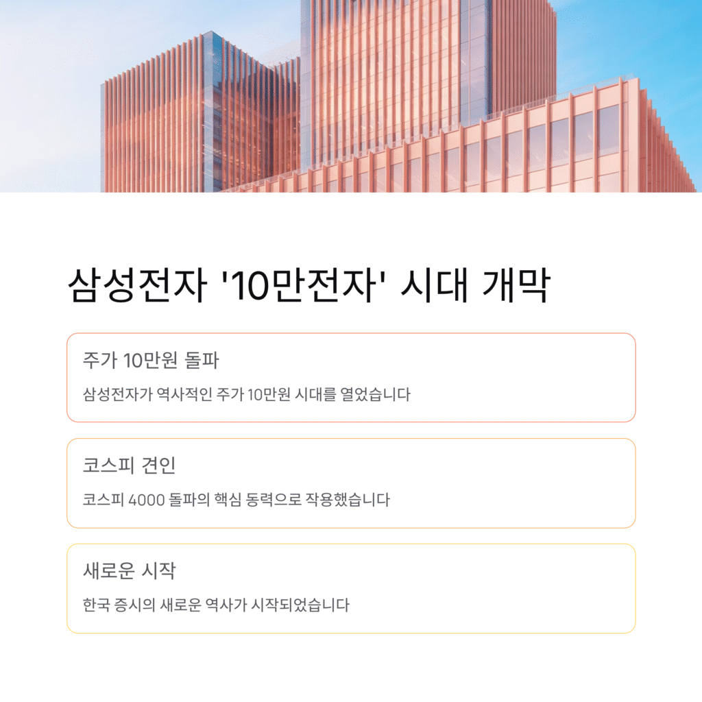 삼성전자 ‘10만전자’ 시대 개막, 코스피 4000 돌파의 주역이 되다