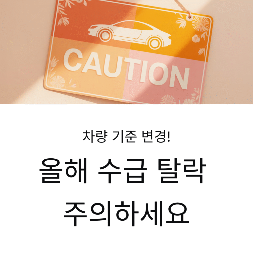 차량 기준 변경! 올해 수급 탈락 주의하세요 🚗