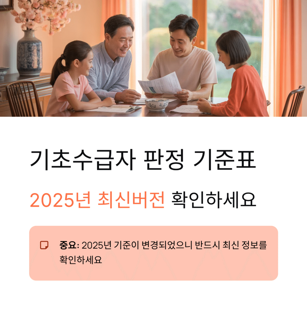 기초수급자 판정 기준표, 2025년 최신버전 확인하세요