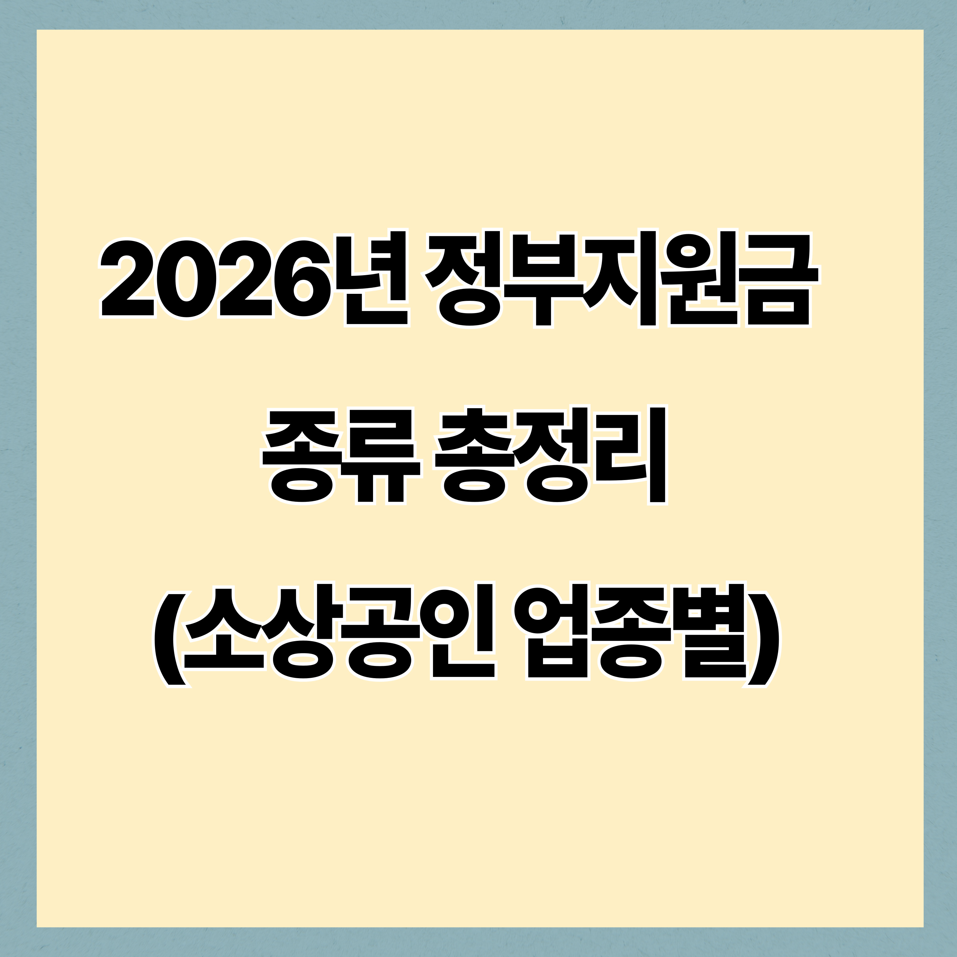 2026년 정부지원금 종류 총정리|소상공인 업종별 추천 지원금
