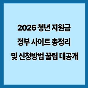 2026 청년 지원금 정부 사이트 총정리 및 신청방법 꿀팁 대공개