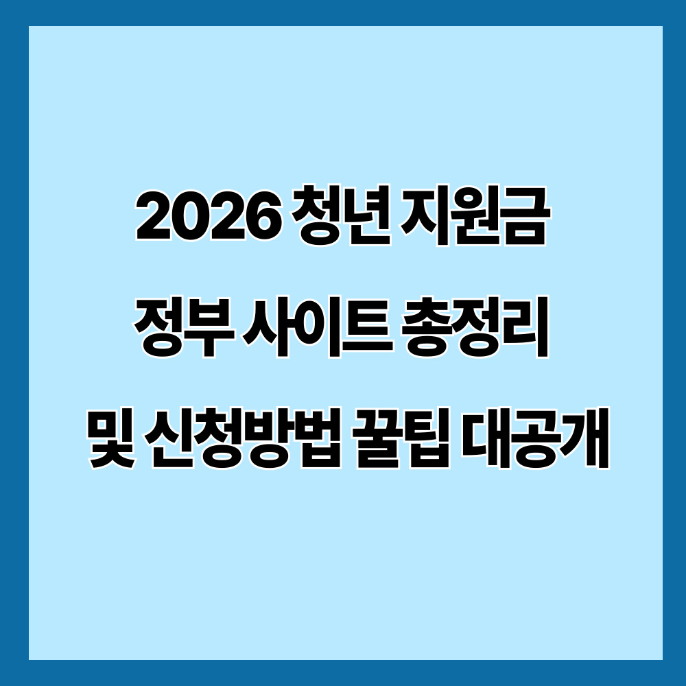 2026 청년 지원금 정부 사이트 총정리 및 신청방법 꿀팁 대공개