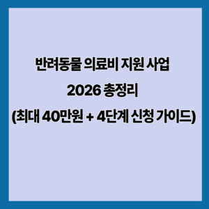 반려동물 의료비 지원 사업 2026 총정리 (최대 40만원 + 4단계 신청 가이드)