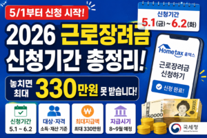 2026 근로장려금 신청기간, 놓치면 최대 330만원 못 받습니다
