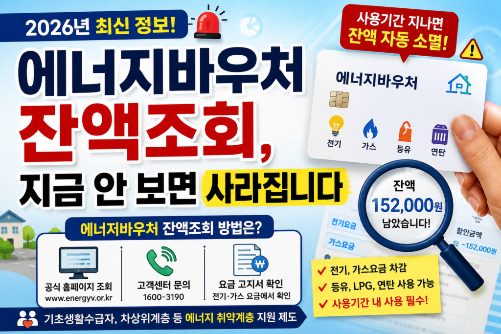 에너지바우처 잔액조회, 지금 안 보면 사라집니다