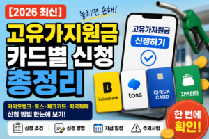 [2026 최신] 고유가지원금 신청 방법 총정리｜카카오뱅크·토스·체크카드·지역화폐 카드별 비교