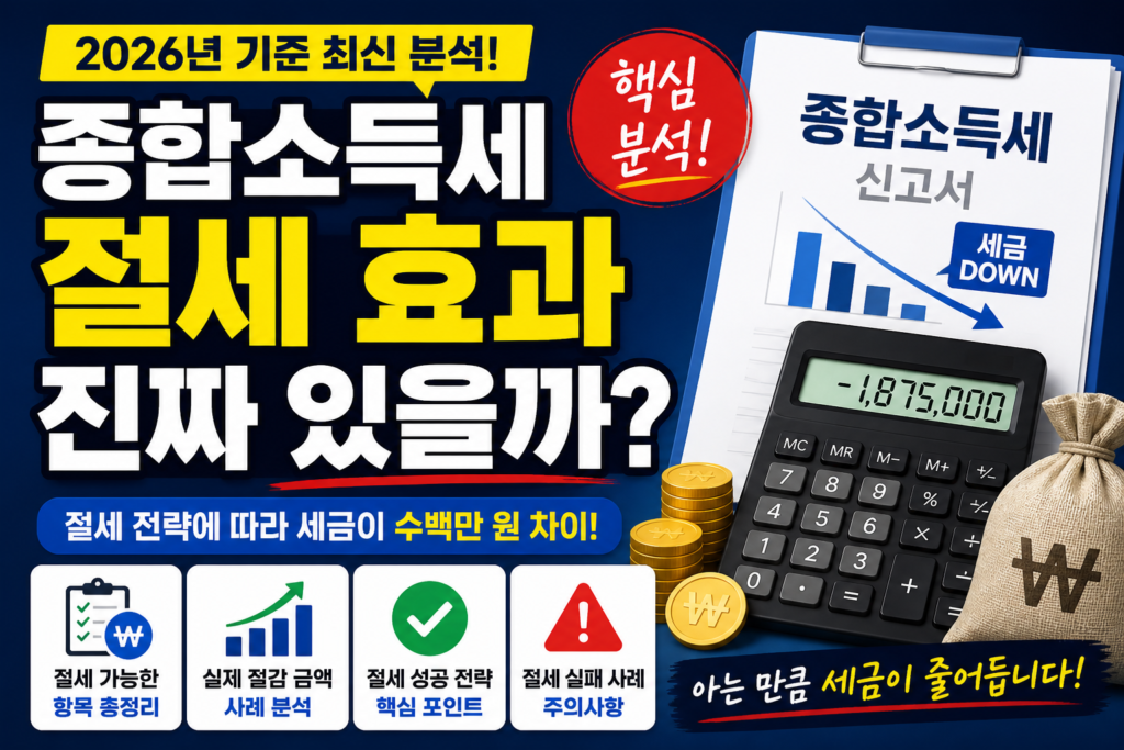 종합소득세 절세 효과 진짜 있을까? (2026년 기준)｜세금 줄이는 핵심 전략과 현실 사례 분석
