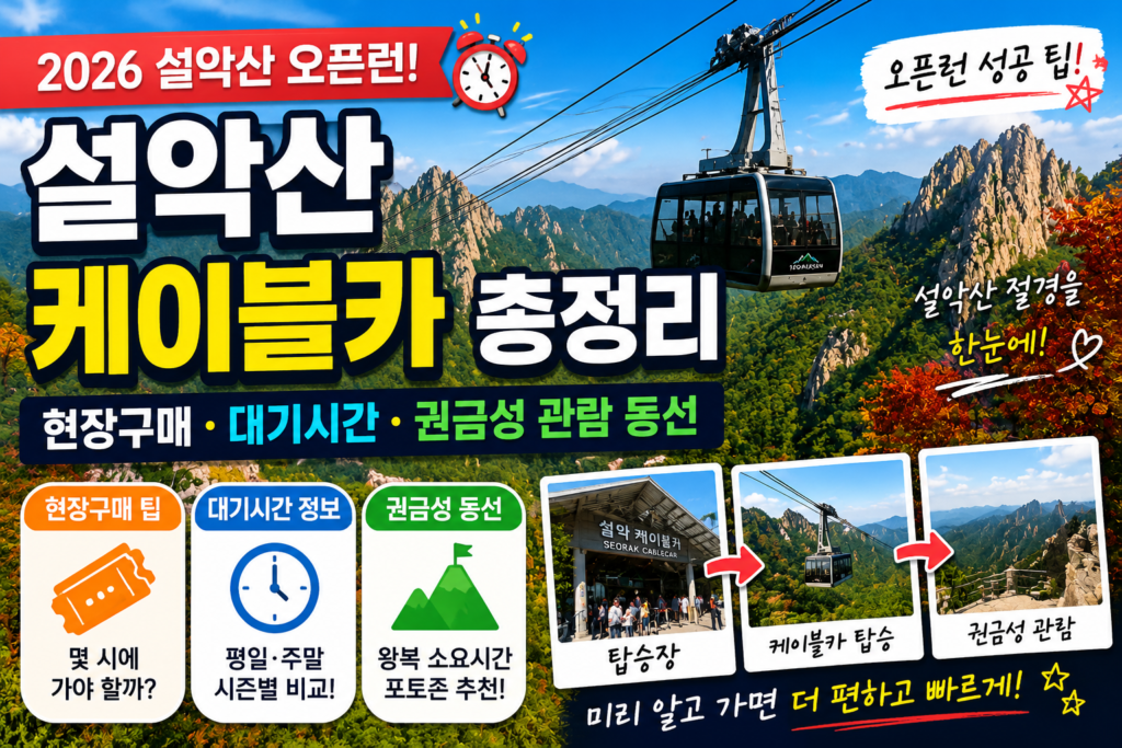 [2026 설악산 오픈런] 케이블카 현장구매·대기시간·권금성 관람 동선 총정리