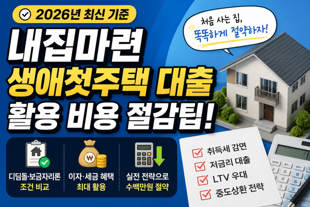 내집마련 생애첫주택 대출 활용 비용절감 핵심 (2026년 기준)