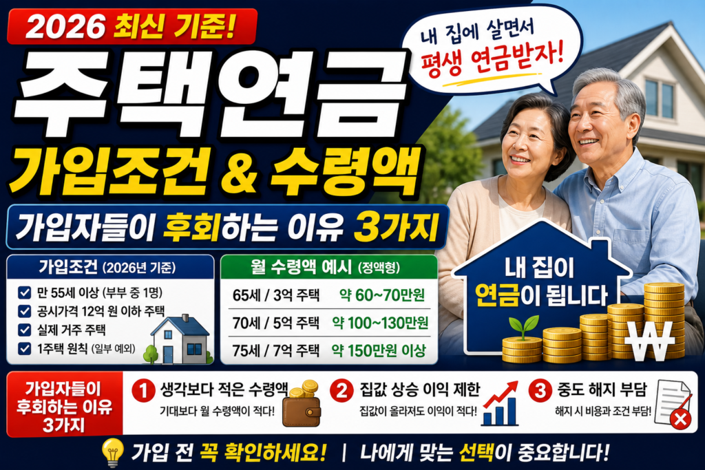 2026 주택연금 가입조건·수령액·후회하는 이유 총정리