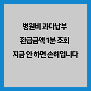 병원비 과다납부 환급금액 1분 조회 지금 안 하면 손해입니다