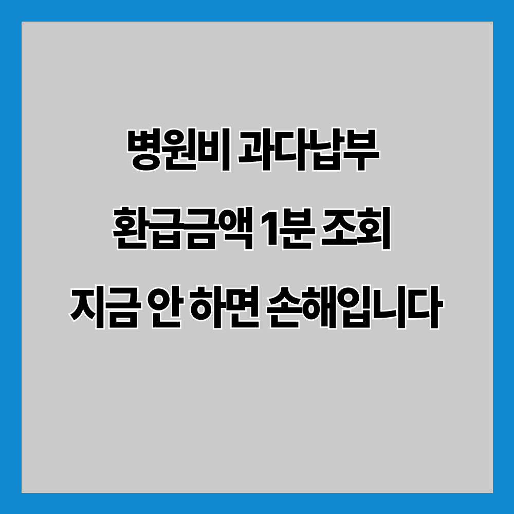 병원비 과다납부 환급금액 1분 조회 지금 안 하면 손해입니다