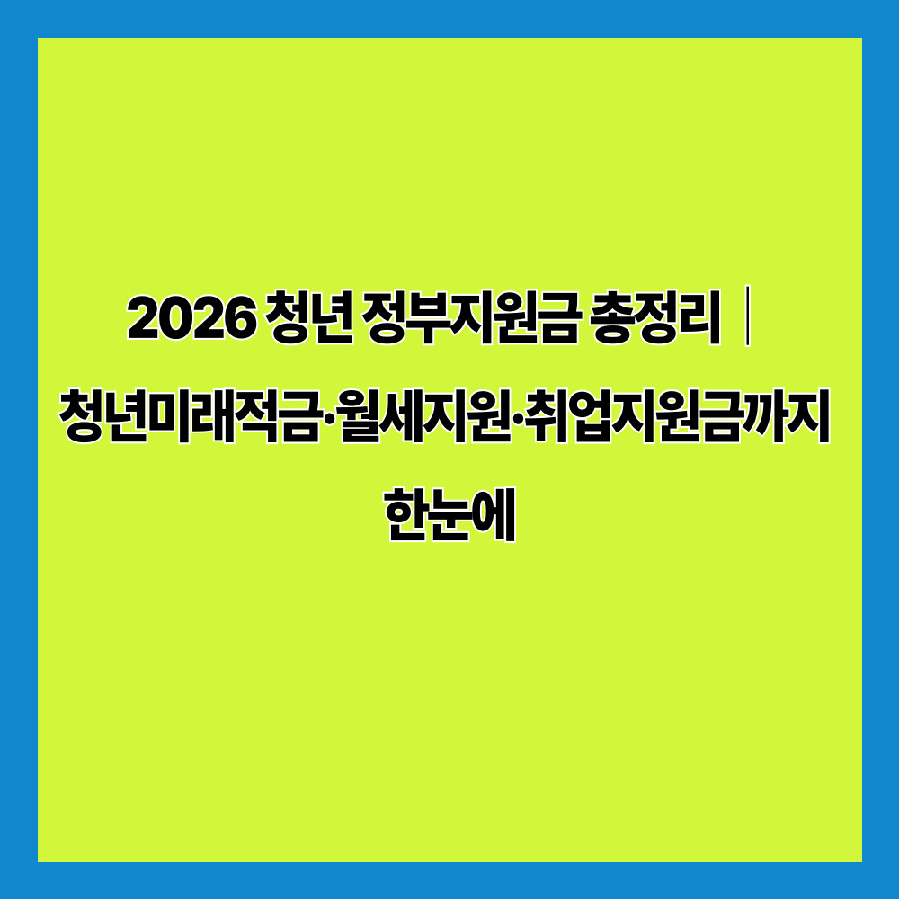 2026 청년 정부지원금 총정리|청년미래적금·월세지원·취업지원금까지 한눈에