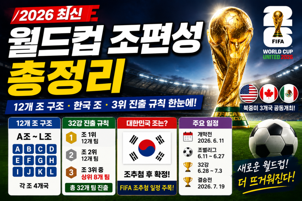 2026 월드컵 조편성 총정리｜12개 조·한국 조·32강 진출 규칙