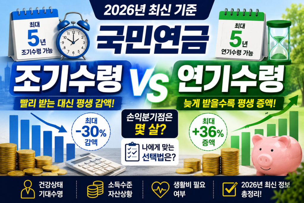 국민연금 조기수령 VS 연기수령: 2026년 최신 손익분기점 및 나에게 맞는 선택법 총정리