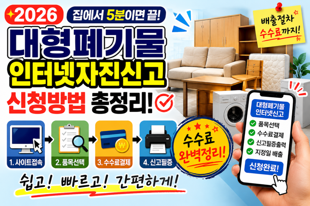 2026 대형폐기물 인터넷신고 신청방법 총정리 (배출절차, 수수료)