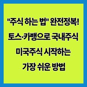 주식 하는 법 총정리 : 토스·카뱅으로 국내주식 미국주식 시작하기