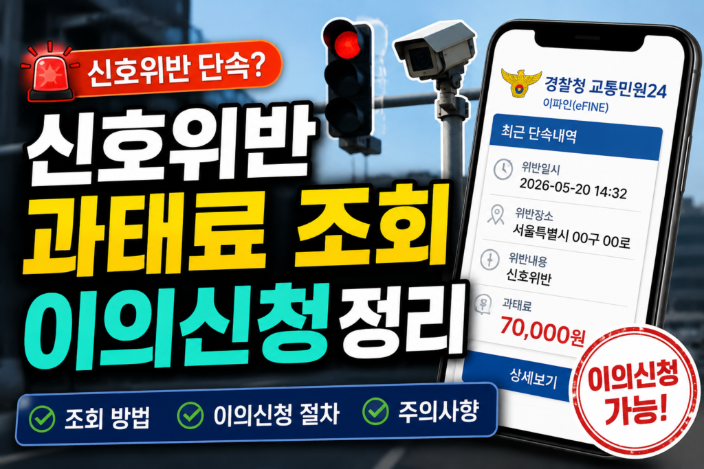 신호위반 과태료 조회부터 이의신청까지! 2026년 최신 총정리