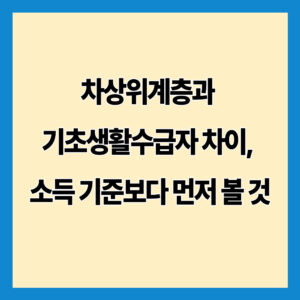 차상위계층과 기초생활수급자 차이, 소득 기준보다 먼저 볼 것