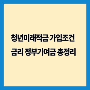 청년미래적금 가입조건 금리 정부기여금 총정리