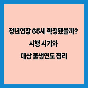 정년연장 65세 확정됐을까? 시행 시기와 대상 출생연도 정리