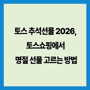 토스 추석선물 2026, 토스쇼핑에서 명절 선물 고르는 방법