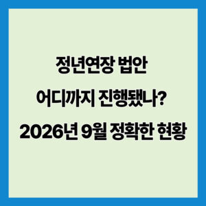 정년연장 법안 어디까지 진행됐나? 2026년 9월 정확한 현황
