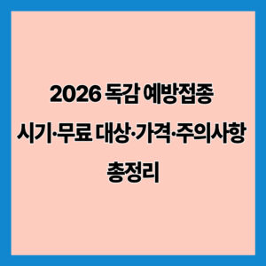 2026 독감 예방접종 시기·무료 대상·가격·주의사항 총정리