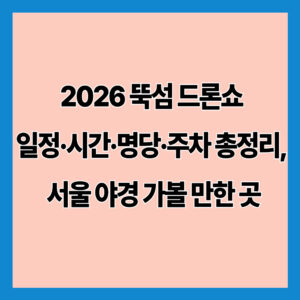 2026 뚝섬 드론쇼 일정·시간·명당·주차 총정리, 서울 야경 가볼 만한 곳