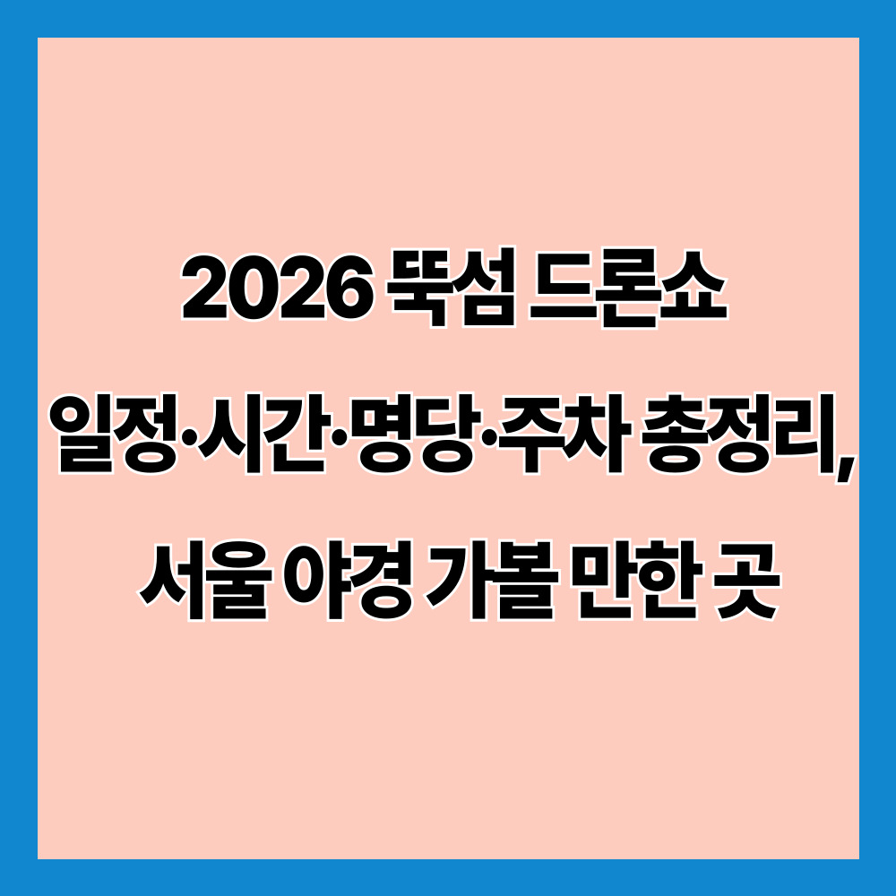 2026 뚝섬 드론쇼 일정·시간·명당·주차 총정리, 서울 야경 가볼 만한 곳